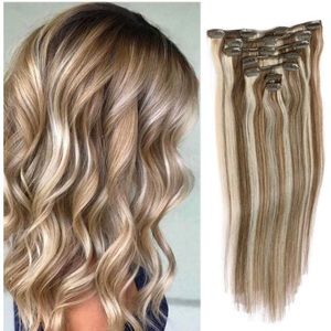 18inch Straight Human Hair Extensions Clip in